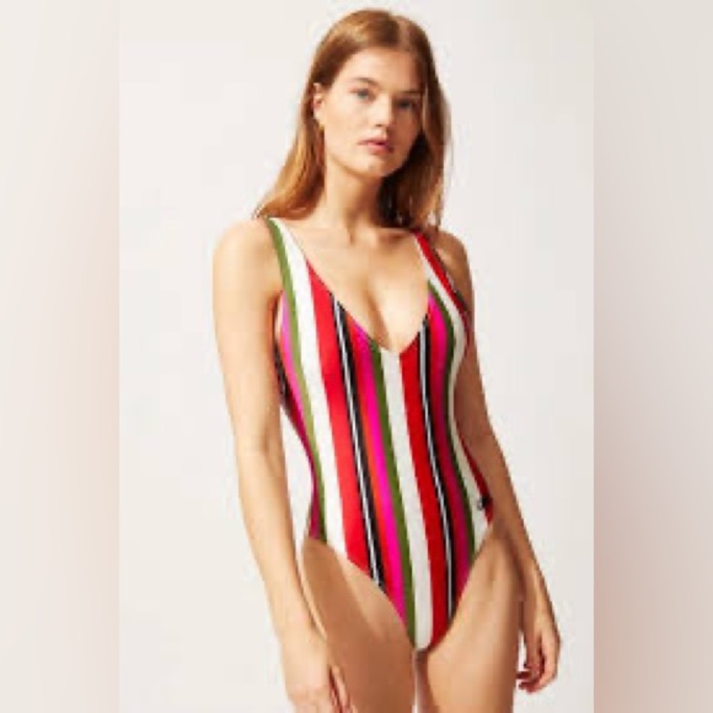 Solid & striped the Michelle Watermelon Stripe Swimsuit